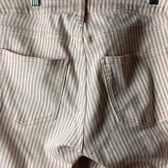 LC LAUREN CONRAD SKINNY CROP JEANS SIZE 12 SOFT RED STRIPE RAW HEM GUC CLEAN - Picture 10 of 13